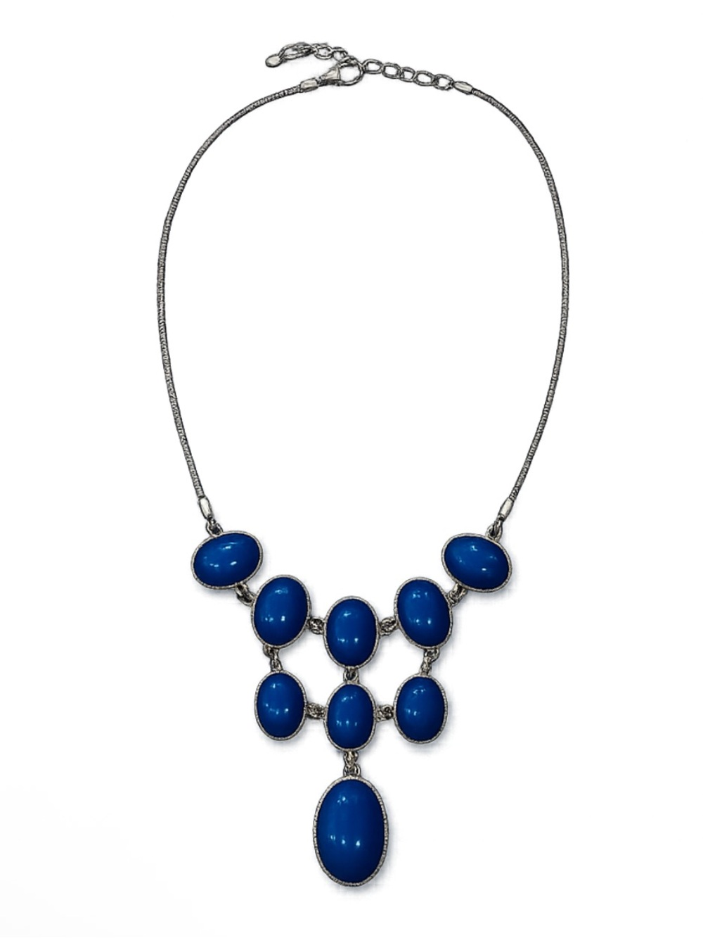 Blue oval stone statement necklace
